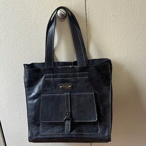 Sophisticated Black Leather Tote by ELENCO